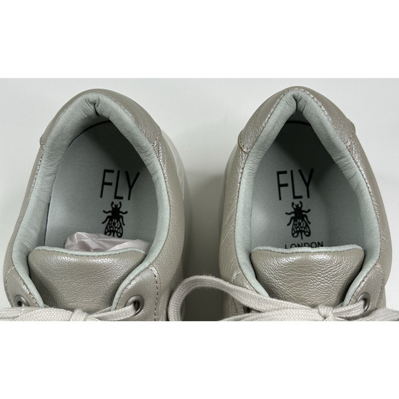 Fly London Delf Silver Gray Leather Platform Wedge Sneakers Womens US 7-7.5 EU38 - Picture 8 of 10